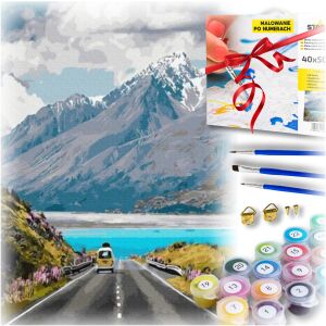 Zestaw obraz artystycznydo malowania po numerach droga w górach 40×50 cm