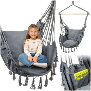 Krzesło brazylijskie fotel wiszący hamak huśtawka na balkon boho +poduszki 144839387 - Függőszék