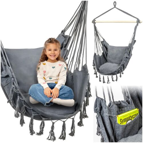 Krzesło brazylijskie fotel wiszący hamak huśtawka na balkon boho +poduszki 144839387