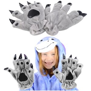 Rękawiczki pazury łapy przebranie strój ciepłe snowboard kigurumi szare