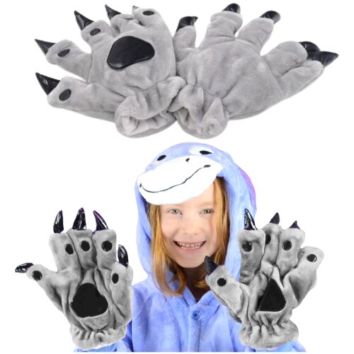 Rękawiczki pazury łapy przebranie strój ciepłe snowboard kigurumi szare 144839649