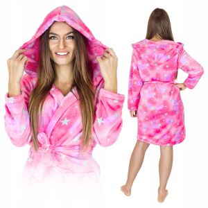 Szlafrok damski ciepły z kapturem prezent kolorowy roż m wygodny i miękki 144840476 - Női köntös