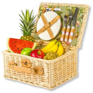 Kosz piknikowy z wikliny termotorba sztućce dla 2 osób praktyczny prezent 144842514 - Piknik kosár