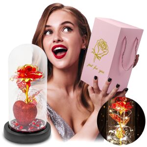 Prezent wieczna róża w szkle świecąca dla niej dziewczyny żony romantyczna