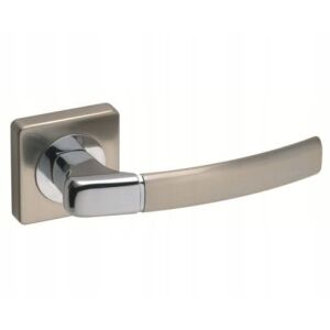 Belső ajtókilincs, rövid, szögletes, osztott lemezes, króm, nikkel