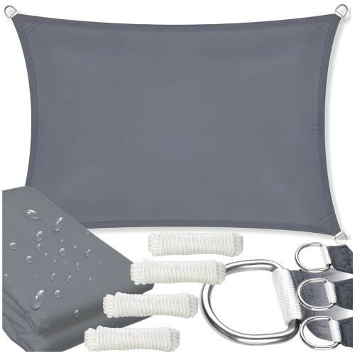 Żagiel zacieniacz materiał uv przeciwsłoneczny grafit daszek do ogrodu 3x2m 144844424