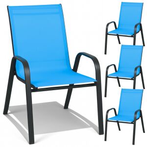 Krzesła ogrodowe metalowe na taras balkon fotel do ogrodu niebieskie 4 szt 144845151 - Kerti fotel & Szék