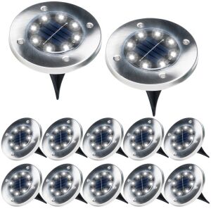 Napelemes LED kerti lámpák, acél, beütött, 11,5 cm, 12 db.