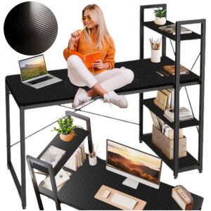 Biurko komputerowe loft czarne z regałem półkami metalowe gamingowe szkolne
