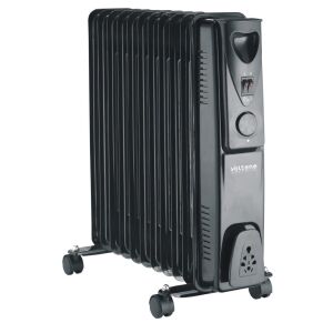 Fekete elektromos olajradiátor, 11 bordával, kerekeken, 2500W 144846744 - Olajradiátor