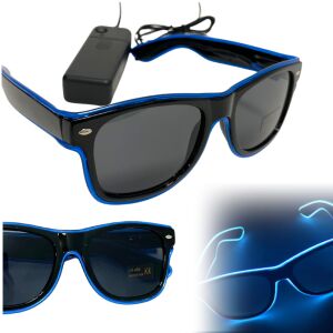 Okulary świecące gadżet led imprezowe śmieszne niebieskie oprawki andrzejki