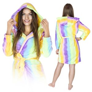 Tęczowy ciepły miękki szlafrok damski pluszowy kolorowy ciepły prezenty m 144847599 - Női köntös