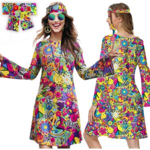 Hipis hipiska przebranie andrzejki karnawał sukienka opaska lata 60 70 80