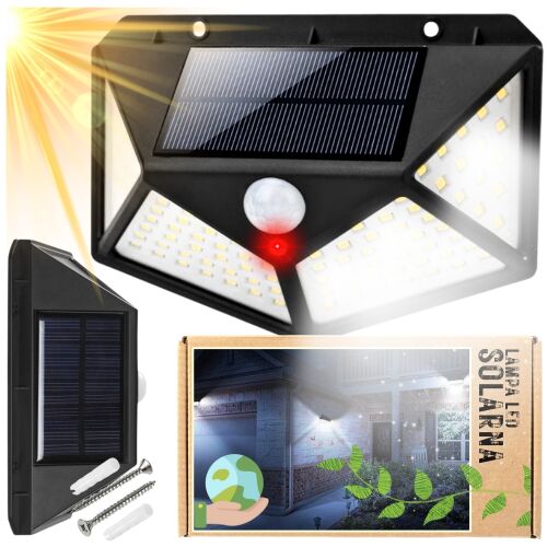 Lampa led solarna halogen zewnętrzna ogrodowa z czujnik ruchu 3 tryby ip65 144849945