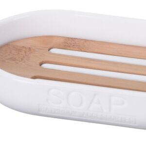 Fehér bambusz szappantartó 13x8 cm