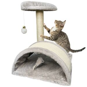 Drapak dla kota domek legowisko słupek do drapania tunel pluszowy + zabawka PetJet