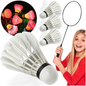 Świecące lotki do badmintona led piórowe zestaw 4 sztuki komplet babington 144851848 - Tollasütő, labda és felszerelés