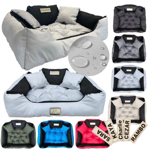 KINGDOG kutyafekhely 130x105 cm személyre szabott vízálló világos szürke