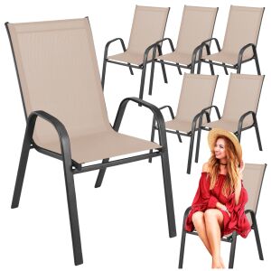 Krzesła ogrodowe metalowe zestaw na taras balkon do ogrodu beżowe mocne x6 144852406 - Kerti fotel & Szék