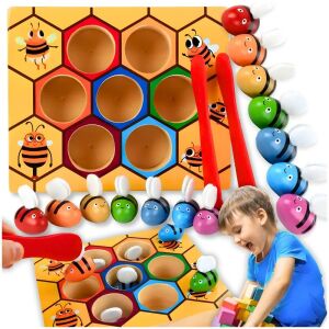 Gra edukacyjna plaster miodu pszczółki montessori prezent święta dla dzieci