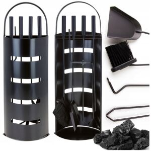Zestaw kominkowy 5w1 przybory kominkowe łopatka pogrzebacz zmiotka stojak