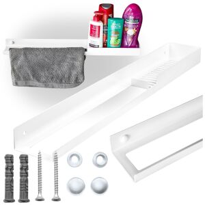 Biała półka łazienkowa wisząca pod prysznic do łazienki regał na kosmetyki