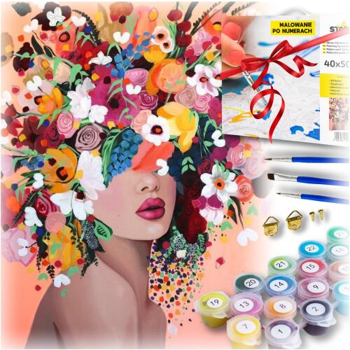 Malowanie po numerach obraz na ramie diy kwiaty prezenty urodzinowe ozdoba 144855214