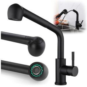 Bateria kran kuchenny wyciągana wylewka 360° czarna stojąca zlewozmywakowa