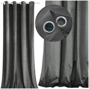 Gruba zasłona welurowa szara przelotkach kółka gotowa zaciemniająca welur 144857495 - Függöny