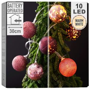 10 LED-es gömb alakú világító lámpák lila színben, 4 cm