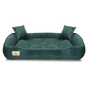Kutyaágy, járóka, 75x65 cm, sötétzöld bársony