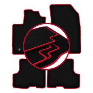 Piros szegélyű velúr szőnyegek a következő modellekhez: Dacia Duster II 2WD SUV (2018-)