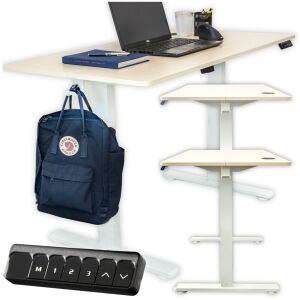 Biurko elektryczne regulowane automatyczne wysokie pracy stojąco 120x60 beż