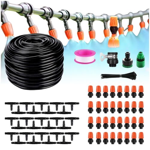 Zestaw zraszacz kurtyna wodna mgiełka krople roślin ogrodowy 32 dysze 25m 144868703