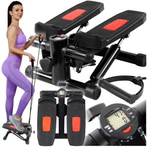 Stepper prosty z linkami do ćwiczeń 2w1 wyświetlacz licznik schody fitness