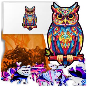 Puzzle drewniane układanka 190 elementów a3 sowa gra dzień ojca taty