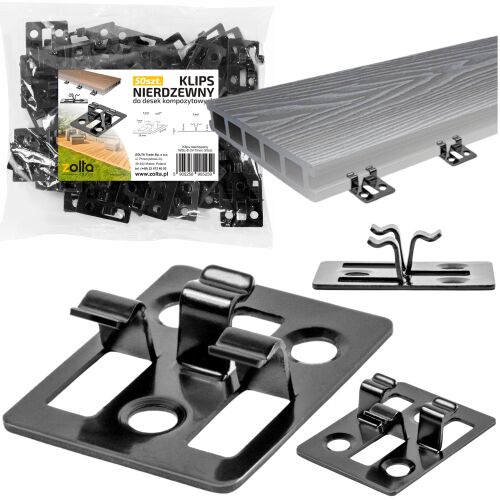 Klipsy metalowe montażowe do desek kompozytowych deska tarasowa 50 sztuk 144870609