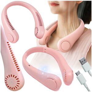 Wiatrak chłodzący przenośny na szyję wentylator mini sportowy róż prezent