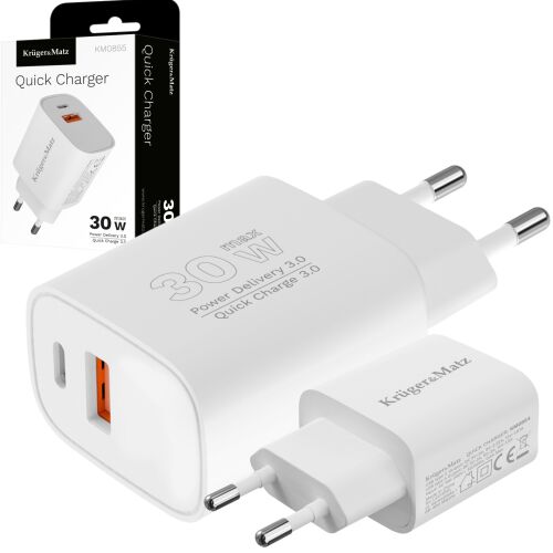 Ładowarka sieciowa Kruger&amp;Matz GaN dual USB z funkcją Power Delivery i Quick Charge 144873454
