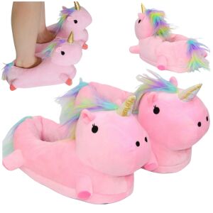 Różowe kapcie jednorożec pluszowe damskie męskie uniwersalne 35-41 ciepłe ONESIE 144873928 - Női lábbeli