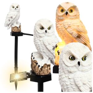 Lampa solarna led ogrodowa sowa wbijana wodoodporna czujnik zmierzchu duża