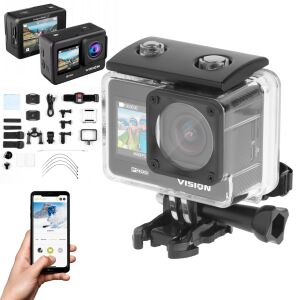 4K 60FPS sportkamera Kruger&Matz Vision P400 tartozékok távirányítóval 144874682 - Akciókamera