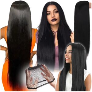 Peruka włosy czarne proste długie 100 cm cosplay anime manga czepek gęsta