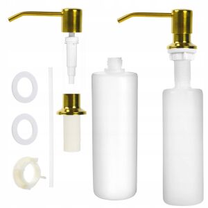 Dozownik na płyn mydło nablatowy złoty gold do kuchni łazienki zlew 350 ml