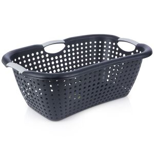 Műanyag szennyestartó kosár, fekete, 26 l