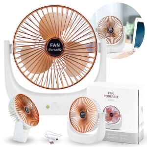Wentylator wiatrak biurkowy stojący przenośny mini ładowany usb miedziany