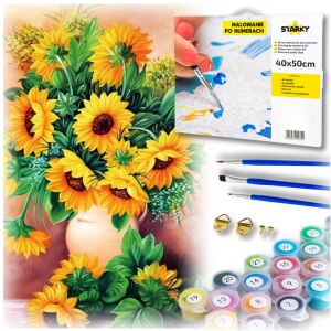 Zestaw malowanie po numerach z ramą obraz płótno dla dzieci słoneczniki diy