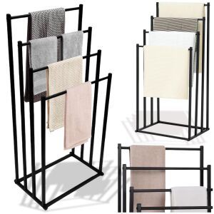 Stojak łazienkowy 4 ramiona loftowy czarny wieszak uchwyt loft metalowy