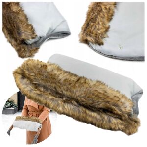 Mufka rękaw z futerkiem do wózka sanki ocieplana miękka uniwersalna szara