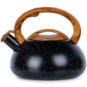 Fütyülős vízforraló, acél, fekete, 3 l